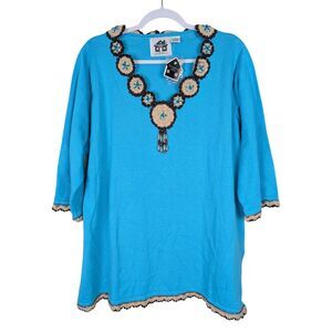 Storybook Knits Western Medallion Beaded Embroidered Sweater